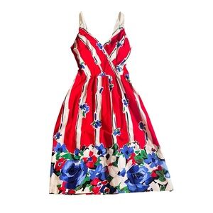 Vintage 50s-60s 100% Cotton Red + White Stripe Dress by Courtney Blake, Size 12